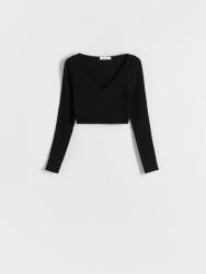 Reserved KC52117 Bordázott Hosszú Ujjú Csillámos Felső Xs/s