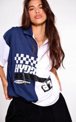 Prettylittlething Fehér-sötétkék Oversize Rövid Ujjú Póló Prettylittlething L