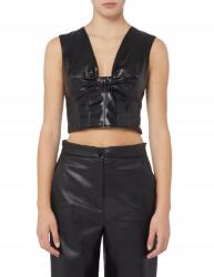 Guess Fekete Bőrszerű Felső Nyakkivágással És Ráncolt M Gmo