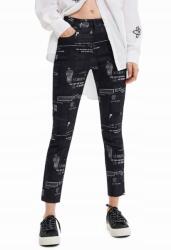 Desigual Fekete 7/8-OS Nadrág Nyomott Mintával (xs) (592929)
