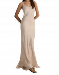 Reserved LC33123 Szatén Maxi Ruha Pánttal, Bézs Viszkóz (41) XL