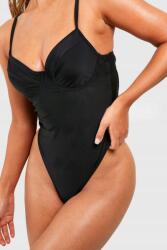 Boohoo LC42315 Boohoo Fekete Pántos, Merevítős fürdőruha (35) XL
