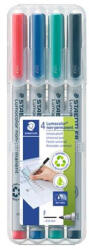 STAEDTLER Alkoholmentes marker készlet, OHP, 0, 6 mm, STAEDTLER "Lumocolor 316 F", 4 különböző szín (316 WP4) - mystock