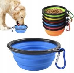  Szilikon Kutya-macska Tál Összecsukható Utazó 1000ML Karabiner (2704)