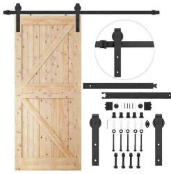 Springos Tolóajtó vasalat rendszer, pajtaajtóhoz acél, fekete, 183cm hosszú (max 100kg) (HA5000)