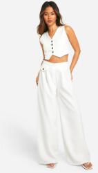 Boohoo EC41206 Boohoo Nadrág Fehér Elegáns Széles Magas Derekú (35) S