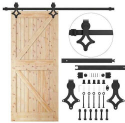 Springos Tolóajtó vasalat rendszer, pajtaajtóhoz acél, fekete, 183cm hosszú (max 100kg) (HA5002)