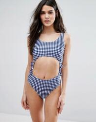 Boohoo Fürdőruha Sötétkék Kockás 40-ES