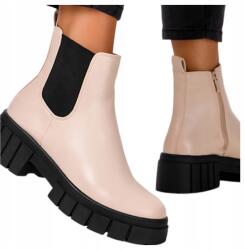 Casu Divatos Női Bokacsizma Gumis Cipzáras Platform 39-ES (ER22WX5/BE)