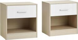VASAGLE Éjjeliszekrény 2 db oldalsó kiegészítő asztal 28 x 39 x 41 cm bézs-fehér (LET819T67)