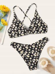 Shein LC95211 Shein Kétrészes Fürdőruha Keresztszemes Virágok (28) L