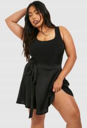 Boohoo LC84217 Boohoo Kötött Szatén Térd Alá Érő Szoknya Magas Derekú 46-OS