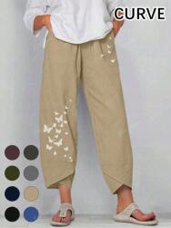 Shein KC13218 Shein Laza Bézs Plus Size Nyomott Mintás Nadrág (38) 48