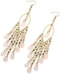  Boho női fülbevaló, arany színű, hosszú, orientális rojtokkal, fehér kristályokkal (5905884072622)