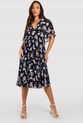 Boohoo IC14109 Boohoo Fodros Ruha MIDI Virágmintás V-nyakkivágással (32) S