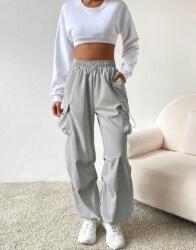 Shein Szürke Anyagú Nadrág Magas Derekú Gumis Zsebek Húzózsinórok Shein 52