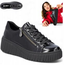 RIEKER 37 női bőr tornacipő, kényelmes platform, Fűzött cipő (Rieker N2501-00)