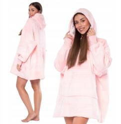  Kocpulóver 2 az 1-ben, túlméretezett XXL kapucnis, vastag sherpa anyagból, rózsaszín (KC00024)