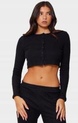 Prettylittlething Fekete Hosszú Ujjú Pulóver Felső Klasszikus Gombokkal Prettylittlething 36