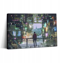 Wallfluent Vászonkép Étkezőbe Gyönyörű Nyomtatás Város Cyber Punk 30x20 cm (010030010150000074637)