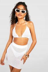 Boohoo Fehér Áttört Mintás Fürdőruha Felső (L) (GZZ50548-173)