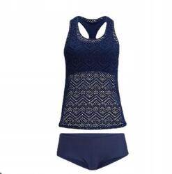  Kétrészes Fürdőruha Áttöréses Felsőrésszel, Sötétkék, Xl-es Méret