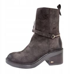 CheBello bakancs, bőr, barna velúr, Size 36, cipzáras, díszítéssel (4808)