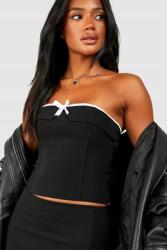Boohoo DC13102 Boohoo Fűzős Felső Masnival Kontrasztos Nyitott Vállakkal (34) S