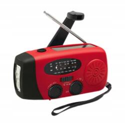  hordozható napelemes vészrádió kézi dinamóval Powerbank zseblámpa 2000mAh (MC-071)
