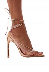  Lakkozott Magas Sarkú Szandál Magassarkú Rózsaszín Arany Árnyalat 39-ES (cnc2805)