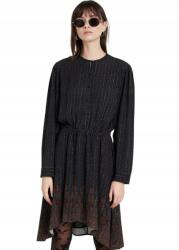 Desigual Fekete Aszimmetrikus Mintás Ruha, Size M, viszkóz (379166)