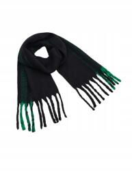 Reserved Sál, fekete, gyapjú keverék, vastag rojtokkal