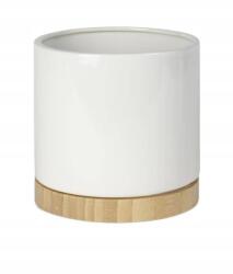 Polnix Kerámia kaspó fényes Boho fehér virágtartó szett állvánnyal 19 cm (232607)