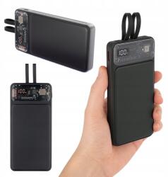 Qualo powerbank 10000 mAh Usb-c Usb beépített gyorstöltő kábelekkel (GSM184927)
