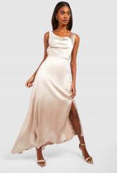 Boohoo Aszimmetrikus Ruha, Maxi, nyitott hát, szatén, Size L (40)