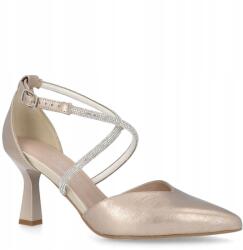 Kotyl Magassarkú cipő csillogó csíkokkal Kotyl 3713 Arany 36 (KOTYL 3713 ZŁOTY VERA (srebrny))