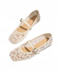 Shein Hálós Balerinacipő Csipkés Fehér Szögletes Orr 39__39 (sx2412025965210619)