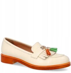 TYMOTEO Bőr papucs kontrasztos talppal Tymoteo A1002 Bézs 41 (TYMOTEO A1002 ECRU)