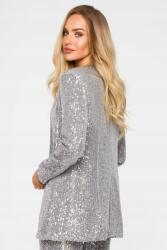 MOE Női Ágytakaró Blézer Flitteres Elegáns Alkalmi Ezüst 36-OS