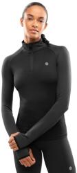 SIROKO Women Fitness Női félcipzáras futó pulóver Center Black Fekete fekete