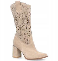 TYMOTEO Áttört bőr csizma Tymoteo L1005 Bézs 41 (TYMOTEO L1005 CAPPUCINO)