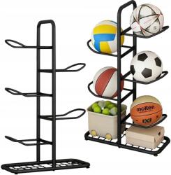 FBSYS Fém Labdatartó Állvány, 5db, fekete, foci, röplabda, kosárlabda (5905965237346)