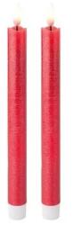 Kaemingk Hosszú viaszos led gyertya piros 2db 24cm elemes (8718533978520)