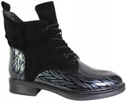 Artiker 57C0193 Női Bokacsizma, Size 40, bőr, fekete velúr/lakk (57C0193)