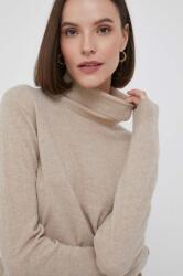 Benetton gyapjú pulóver könnyű, női, bézs, garbónyakú - bézs XS
