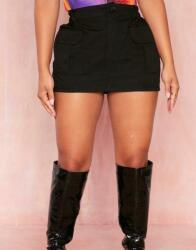 Prettylittlething Fekete Miniszoknya Zsebekkel Magas Prettylittlething 42