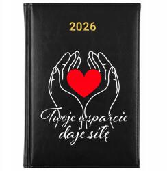 FunnyCase Naptár Fekete A5 2026 Ajándék Pedagógusnap A támogatásod Erőt ad (Kalendarz Czarny Twoje Wsparcie Daje Siłę)