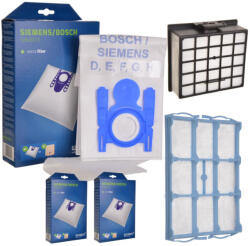  12 db szintetikus porzsák és HEPA szűrő készlet Bosch GL-30, Siemens porszívókhoz (SBMB01K, BBZ153HF, VZ01MSF cikkszámok kiváltására)
