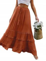 Shein Barna Maxi Szoknya Áttört Betétekkel Casual 38 M __M