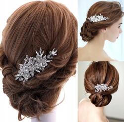  Ezüst színű fésű, virágos dísz, hajékszer esküvőre, díszes menyasszonyi hajráf (5905884066768)